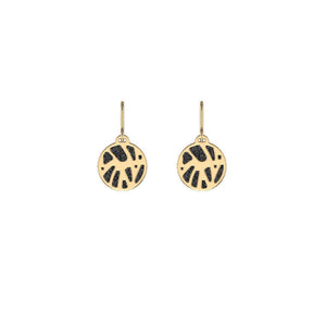 LES GEORGETTES BY ALTESSE Perroquet Sleeper Earrings 16mm, Gold Finishing - Black Glitter / Red - ABRY Global