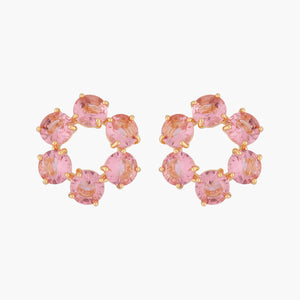 LES NÉRÉIDES La diamantine pink peach 6 stones stud creoles - ABRY Global