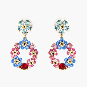 LES NÉRÉIDES FORGET-ME-NOT AND ROSEBUDS CIRCULAR POST EARRINGS - ABRY Global