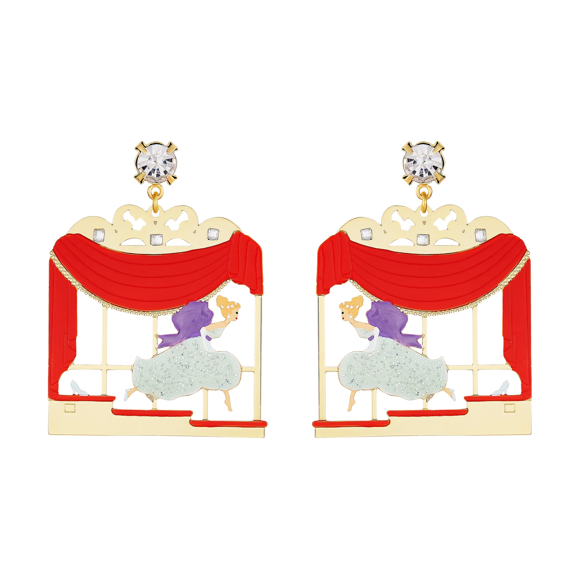 LES NEREIDES CINDERELLA AND FACETED GLASS EARRINGS