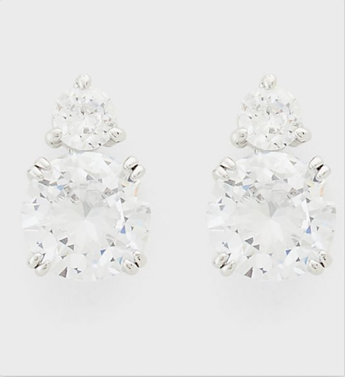 BUCKLEY LONDON The Carat Collection - Clear Round Double Drop Earrings