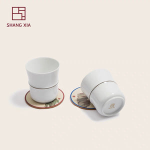 SHANG XIA Porcelain Pair Cups and Coasters Gift Set