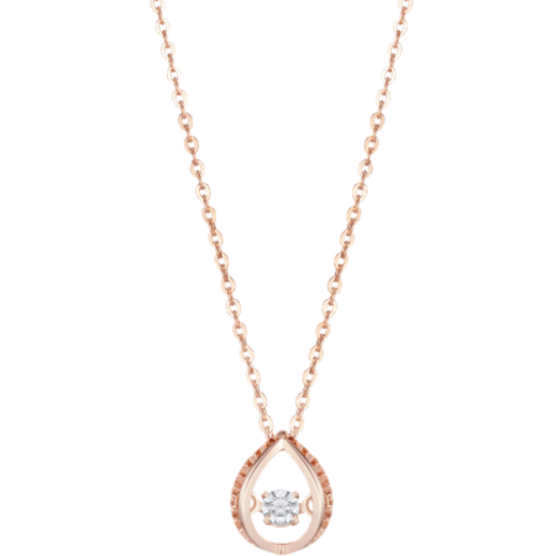 STONEHENGE Maltesse Pear with Solitaire Cubic Zirconia 14K RG Necklace