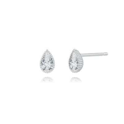 STONEHENGE Pear Shape Cubic Zirconia stud Silver Earrings