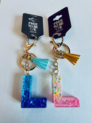 ALPHABET KEYCHAIN WITH LEATHER TASSEL