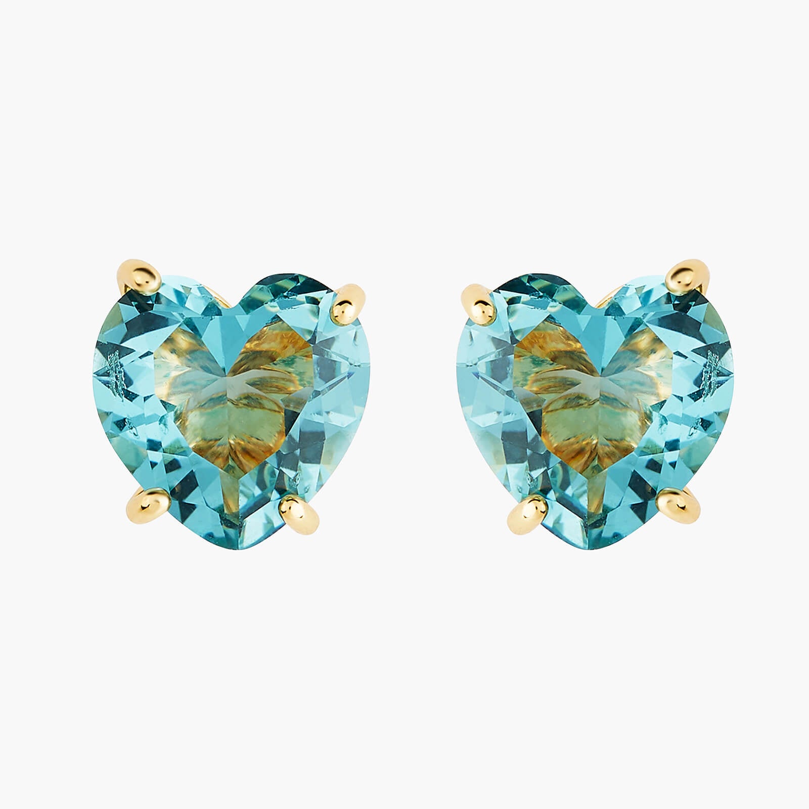 La Diamantine Acqua Azzura Heart Stud Earrings