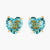 La Diamantine Acqua Azzura Heart Stud Earrings