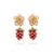 Wild strawberry and strawberry flower post earrings