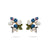 Blueberry, white flower and firefly post earrings