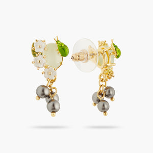 Blueberry and scarab beetle post earrings