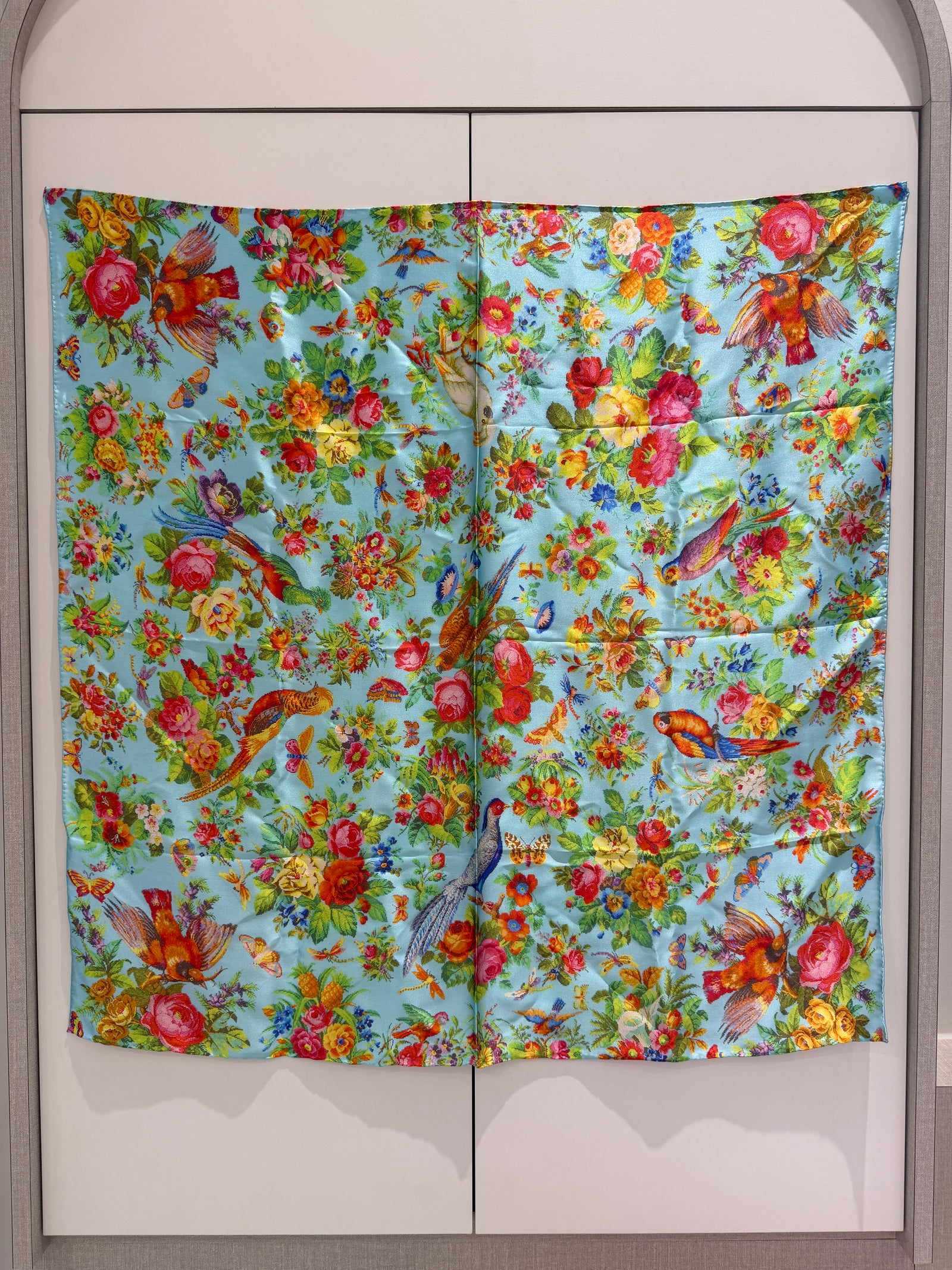 PERANAKAN ARTISTRY SILK SATIN HAND ROLLED SCARF