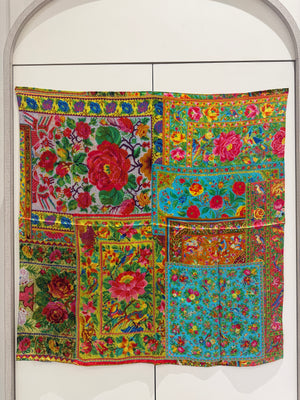 PERANAKAN ARTISTRY SILK SATIN HAND ROLLED SCARF