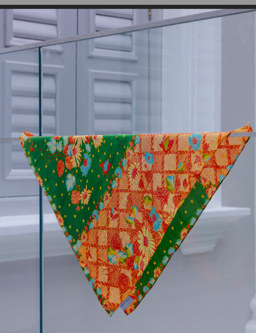 NATIONAL COLLECTION X MUSEUM MARTKET SILK SATIN HAND-ROLLED SCARF