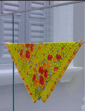 NATIONAL COLLECTION X MUSEUM MARTKET SILK SATIN HAND-ROLLED SCARF