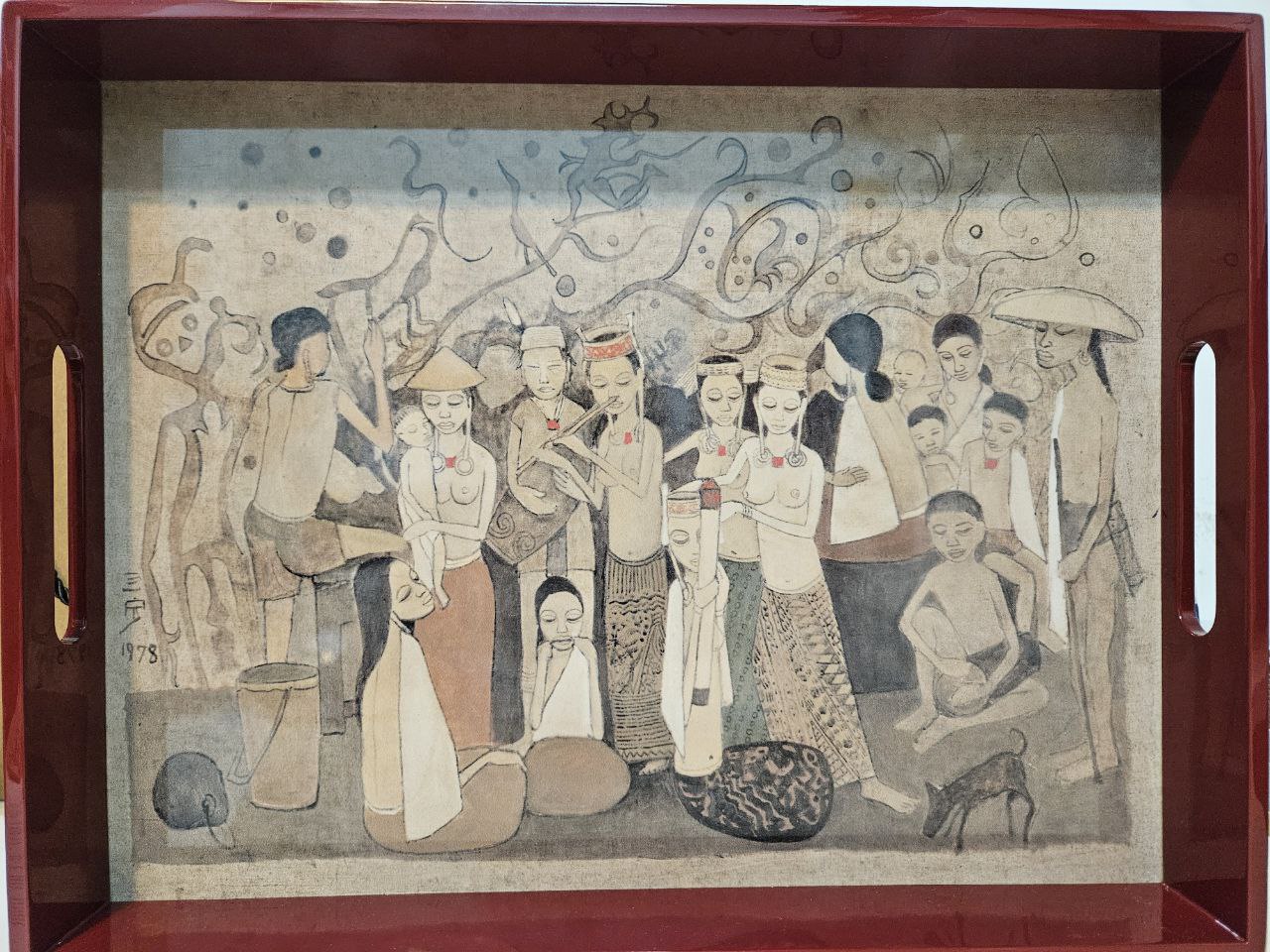 CHEONG SOO PIENG LIFE IN LONGHOUSE LACQUER TRAY