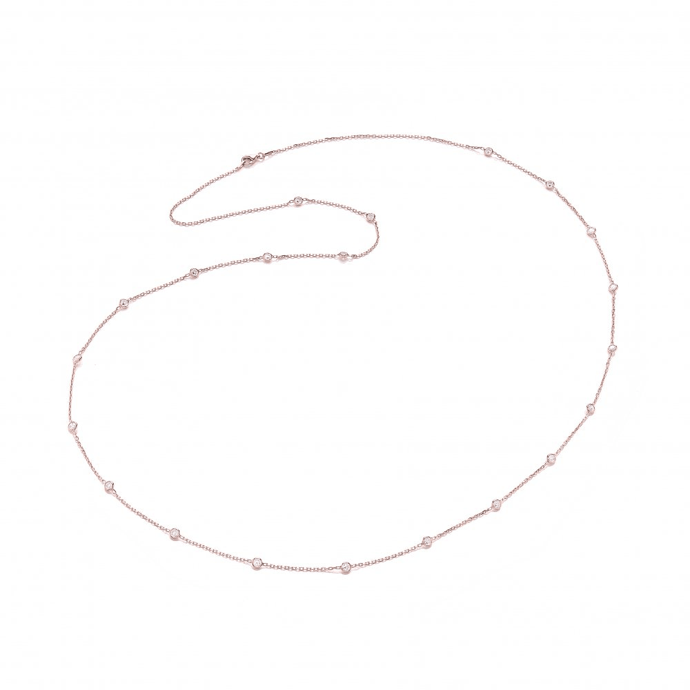 David Deyong Sterling Silver & Rose Gold Plated Long Chain and Cubic Zirconia Necklace - ABRY Global
