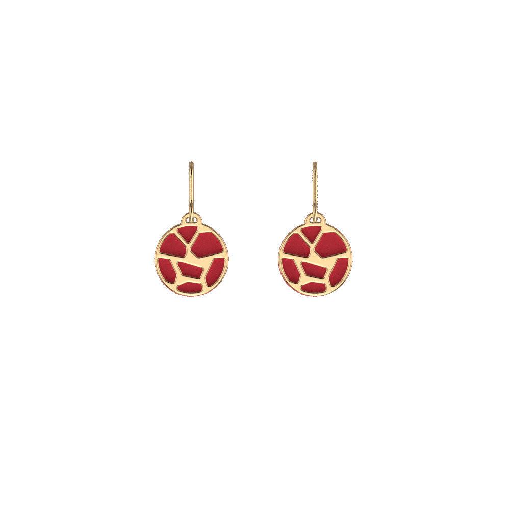 LES GEORGETTES BY ALTESSE Girafe Sleeper Earrings 16mm, Gold Finishing - Black Glitter / Red - ABRY Global
