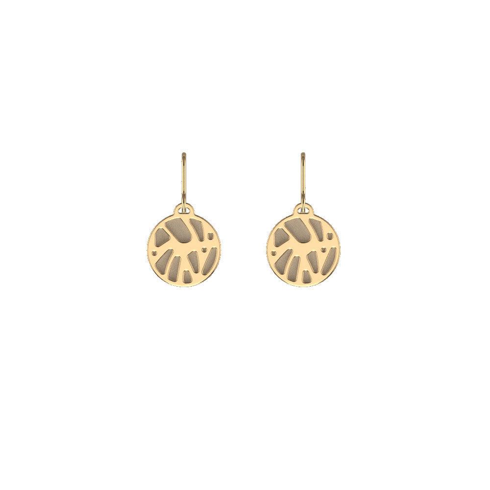 LES GEORGETTES BY ALTESSE Perroquet Sleeper Earrings 16mm, Gold Finishing - Cream / Gold Glitter - ABRY Global