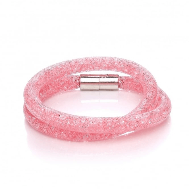David Deyong Sparkle Pink Crystal & Mesh Magnetic Wrap Around Bracelet - ABRY Global
