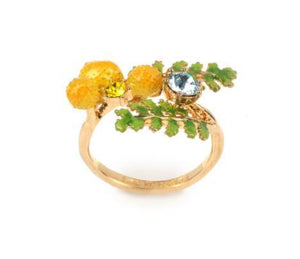 Ferns And Mimosa Flower Adjustable Rings - ABRY Global