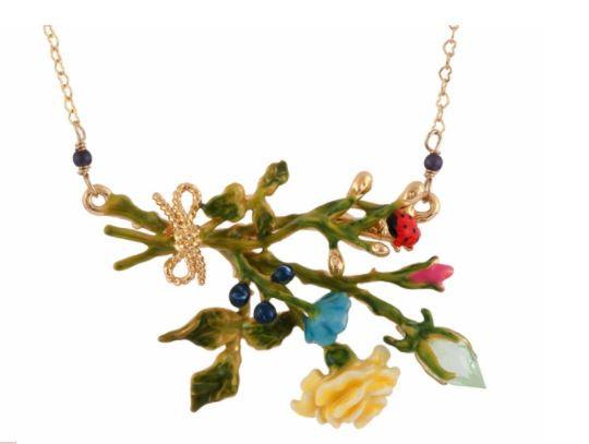 42+5 Cm Rose D'Orient Yellow Rose W/ Gold Buds & Ladybird Necklace - ABRY Global