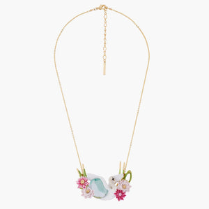 LES NÉRÉIDES Flying swan among water lilies on a blue stone collar necklace - ABRY Global