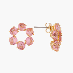 LES NÉRÉIDES La diamantine pink peach 6 stones stud creoles - ABRY Global