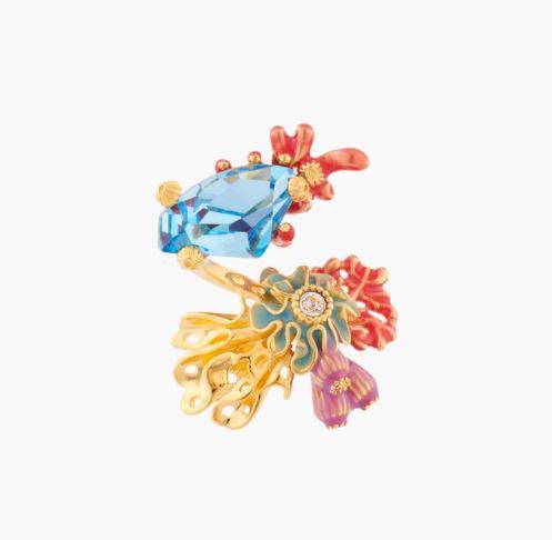 Corals And Blue Lagoon Crystal Adjustable Rings - ABRY Global