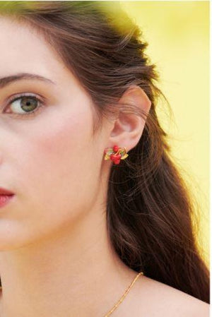 Cherries And Leaves Clip On Earrings - ABRY Global