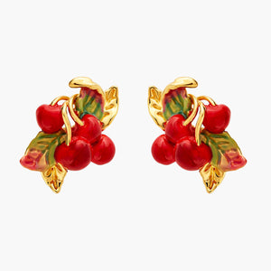 LES NÉRÉIDES CHERRIES AND LEAVES POST EARRINGS - ABRY Global