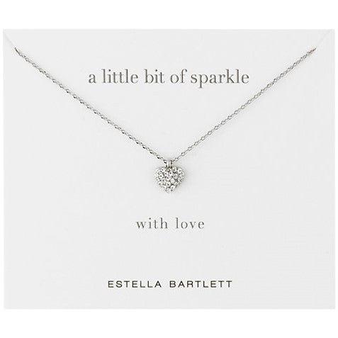 Estella Bartlett Diamanté Sparkle Heart Necklace, Silver - ABRY Global
