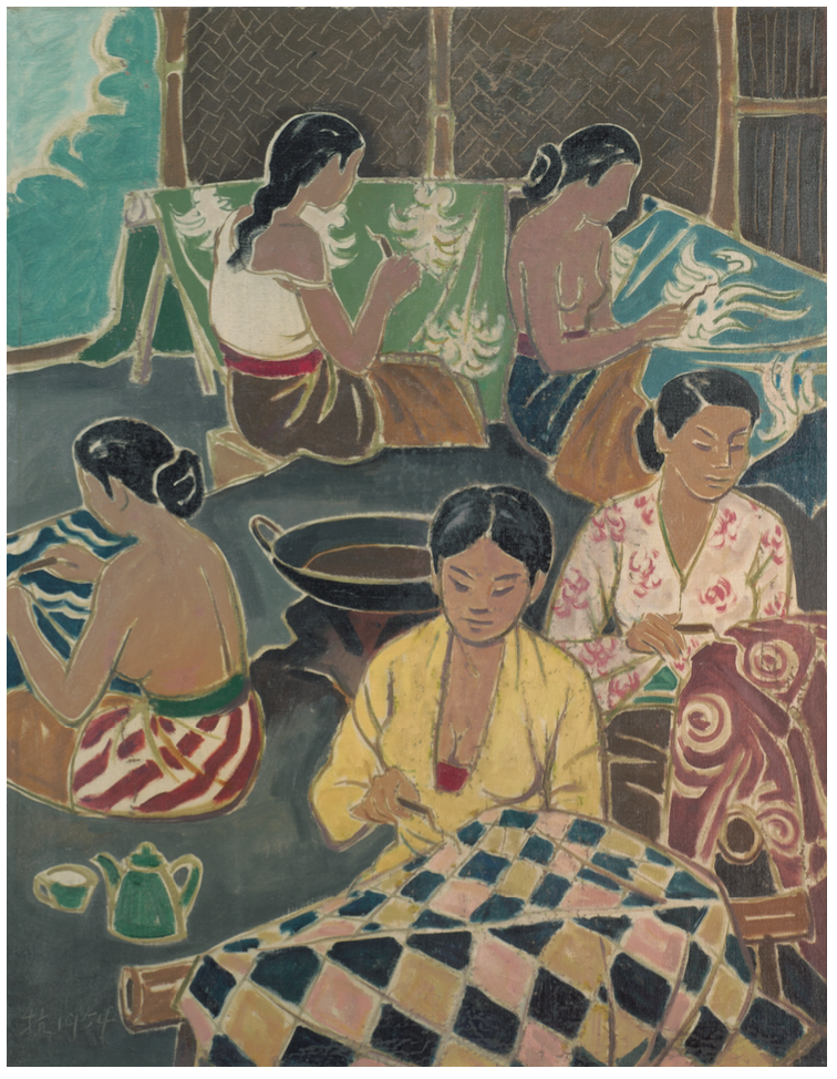 BATIK WORKERS POSTCARD LIU KANG