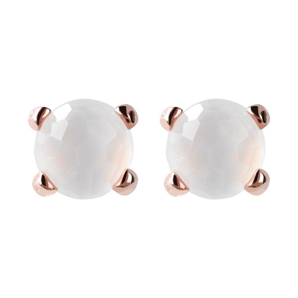 BRONZALLURE Gemstone Stud Earrings Small (White Chalcedony) - ABRY Global