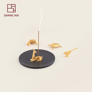 SHANG XIA Fu Qi Inkstone and Brass Incense Set