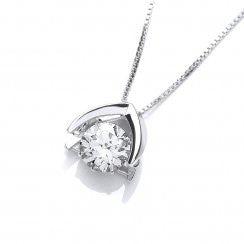 DiamonDust Sterling Silver Triangle Floating Stone Necklace Made With Swarovski Zirconia - ABRY Global