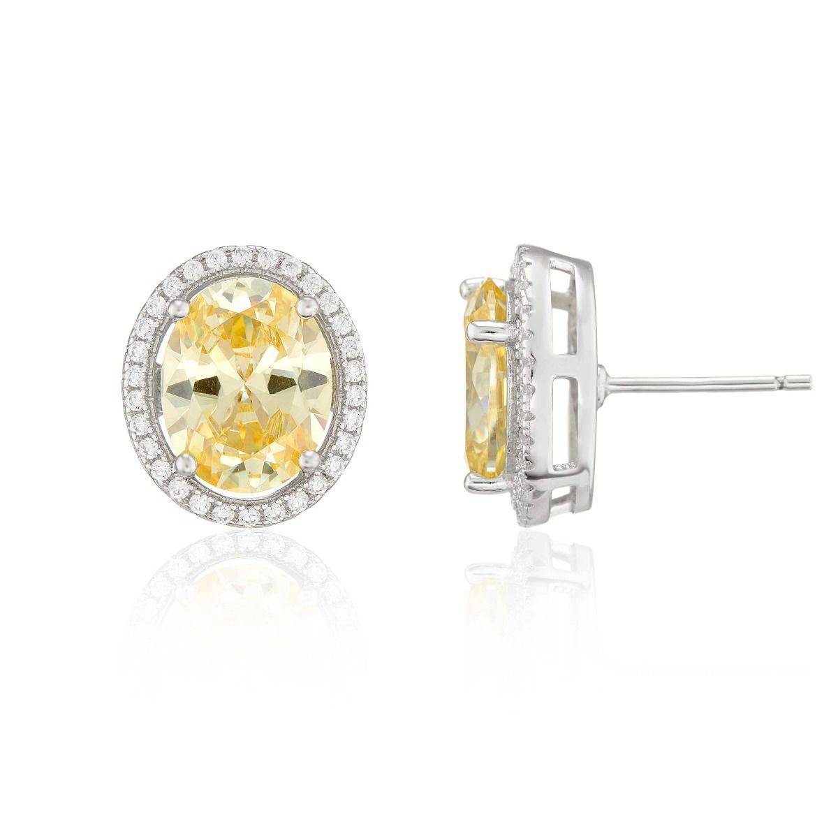 BUCKLEY LONDON The Flawless Collection - Canary Oval Halo Earrings