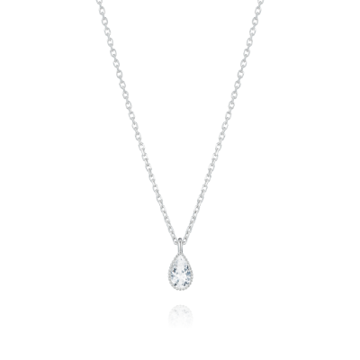STONEHENGE Crown Pearl Shape Cubic Zirconia Silver Necklace
